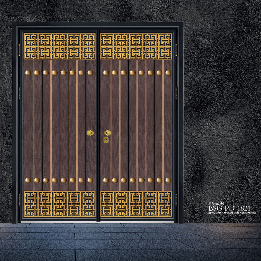 中式泡钉拼接门系列